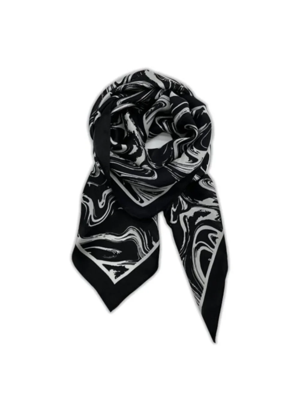 SCOOP Silk Scarf - black and white